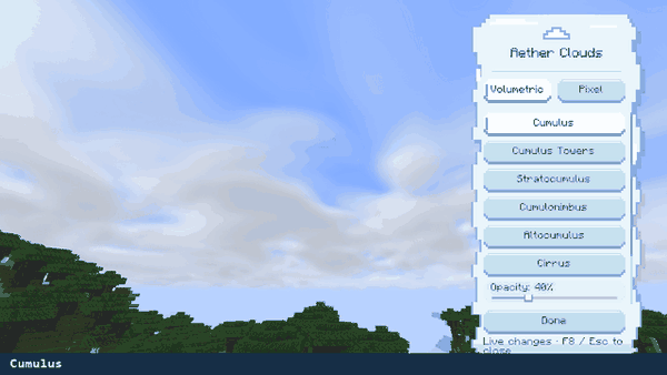 Six volumetric styles demonstrated in Minecraft