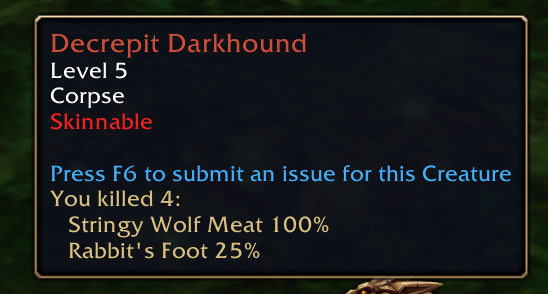 Thumbnail If you hold shift key, the tool tip will display the total number of kills and the drop rate from this type of NPC