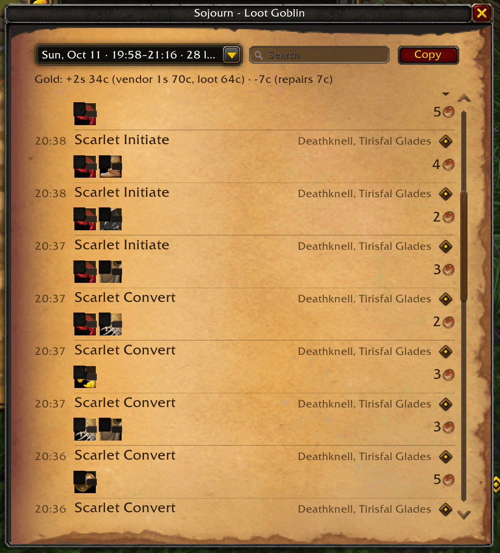 Thumbnail Loot Goblin main window. Each loot has a map marker recorded that you can share the location of where you got it.