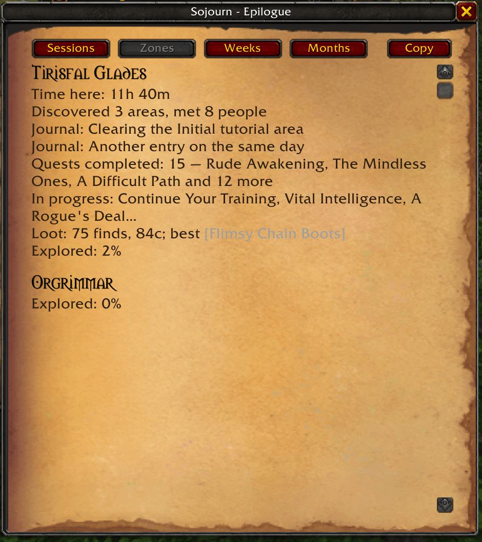Thumbnail The Epilogue window on zones display.