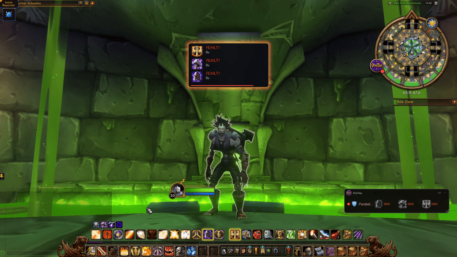 A banner appears on screen as soon as buffs are missing, with the spell icons and who needs them.