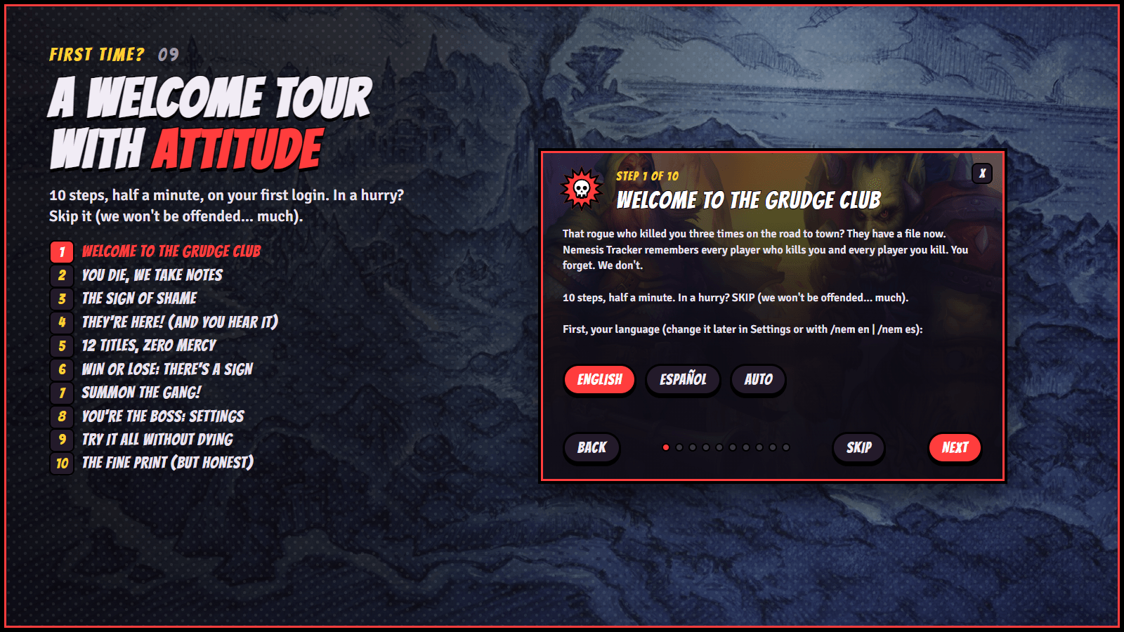 The welcome tour
