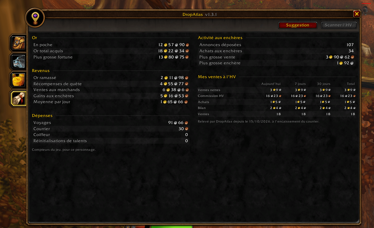 Statistics tab