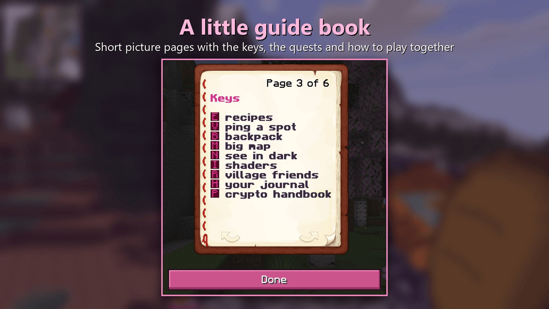 Thumbnail A little guide book | Short picture pages with the keys, the quests and how to play together.