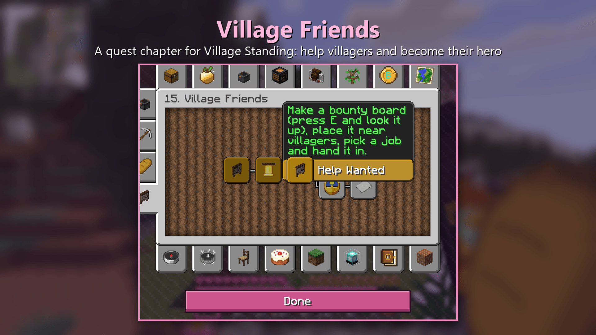 Thumbnail Village Friends | A quest chapter for Village Standing: help villagers and become their hero.