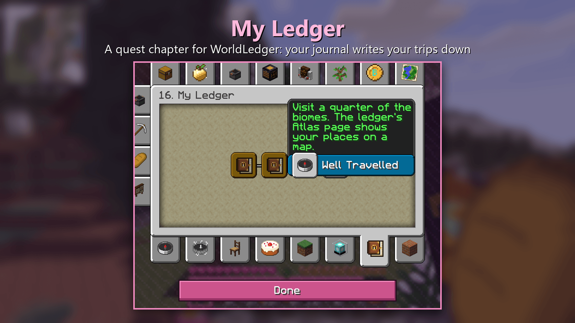 Thumbnail A quest chapter for WorldLedger: your journal writes your trips down.