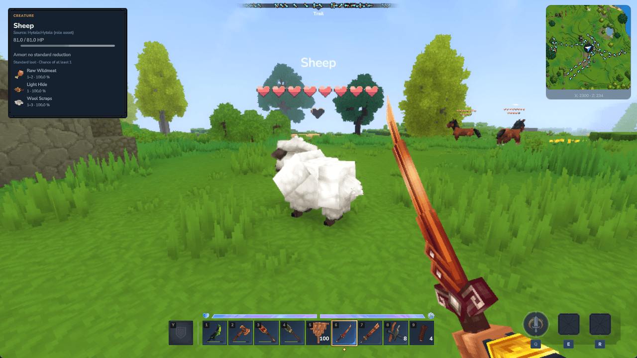 Proportional hearts above a sheep in daylight