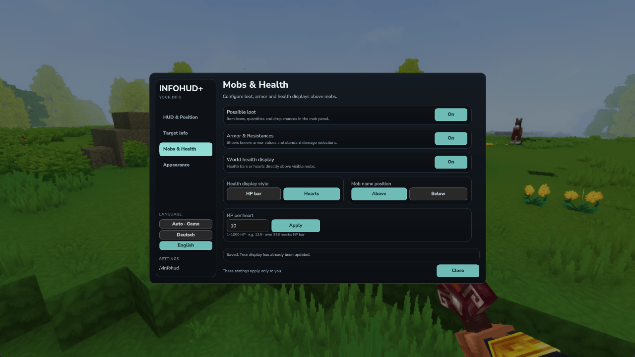 English mob and health settings