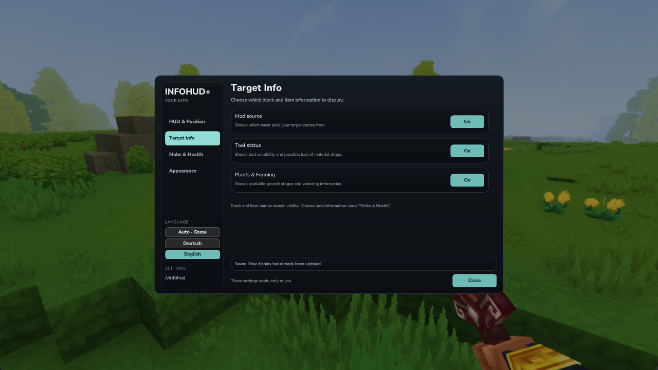 English target-information settings
