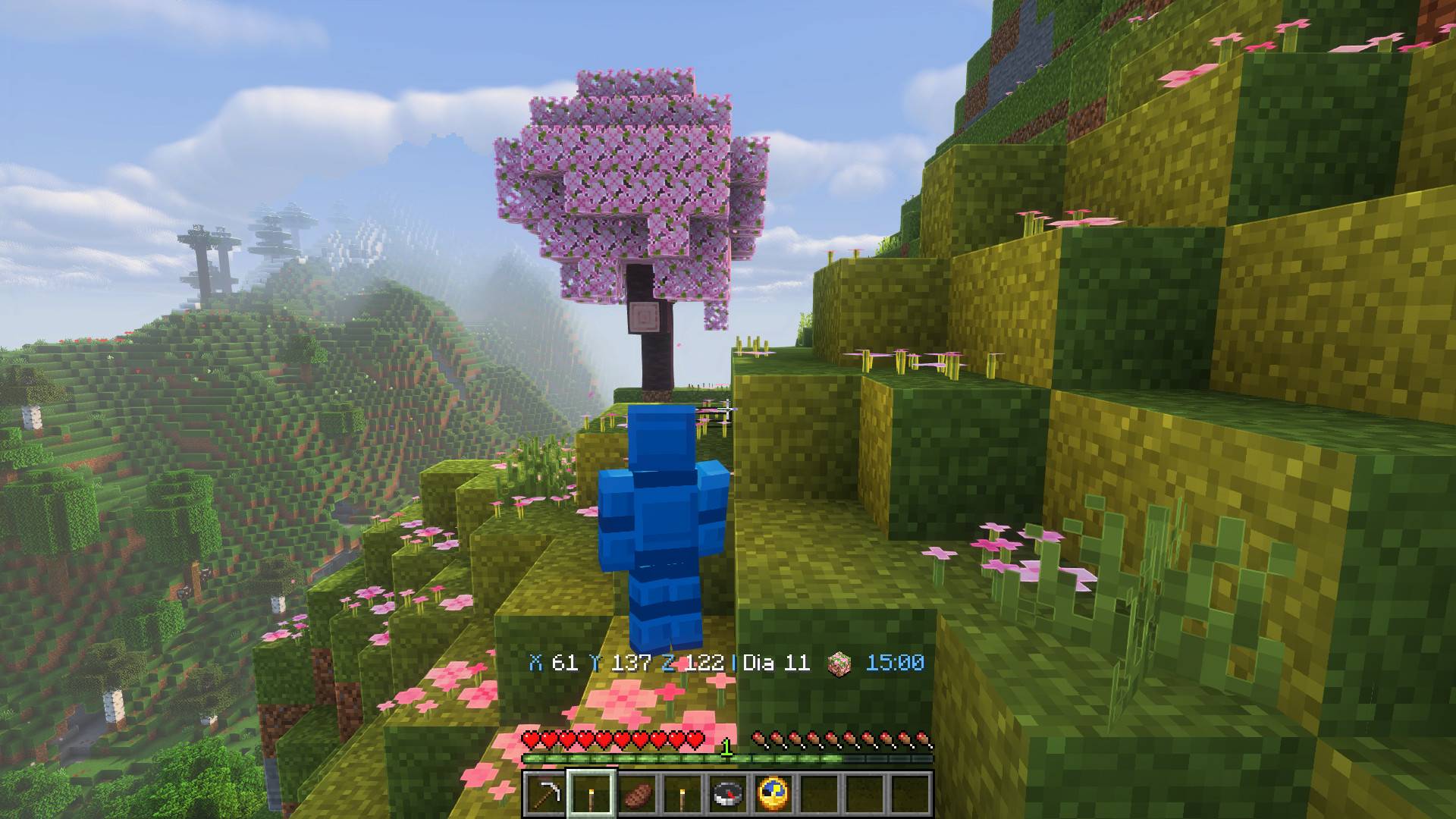 Thumbnail Exploring a cherry grove with its matching world icon. Real Survival gameplay using the default HUD and Lumevale shaders.