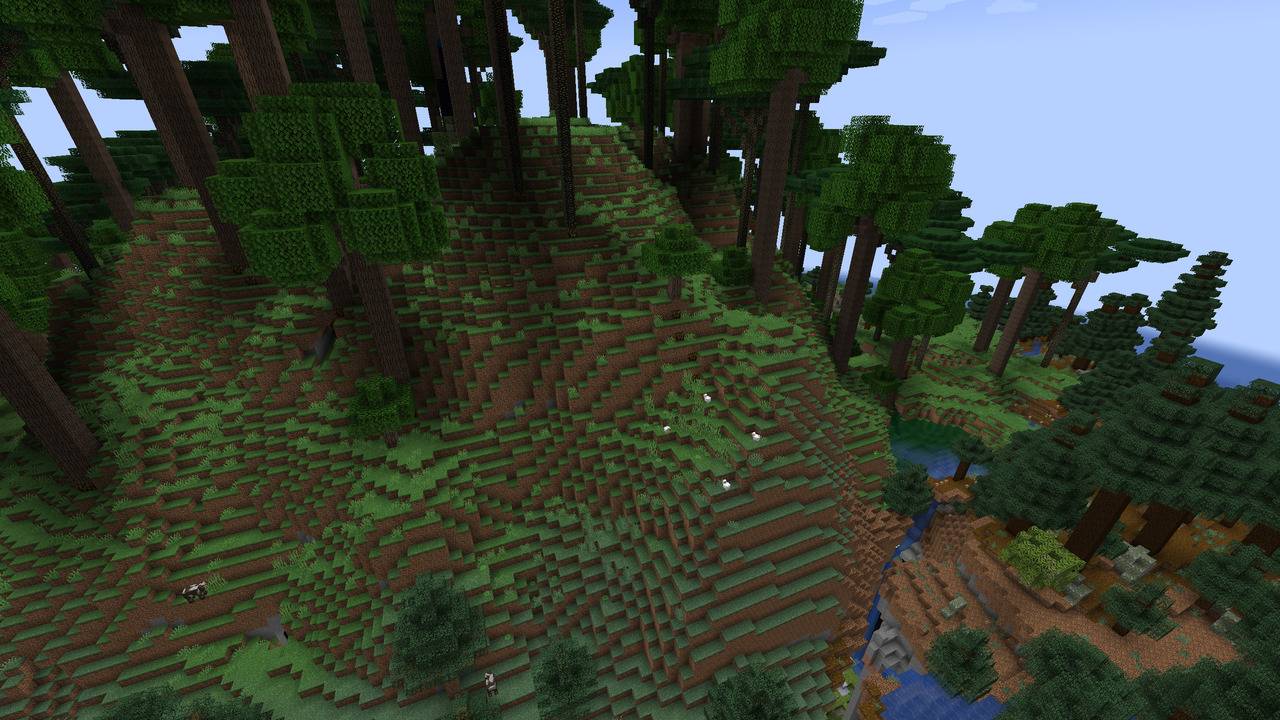 Twilight canopy above an Overworld riverbank