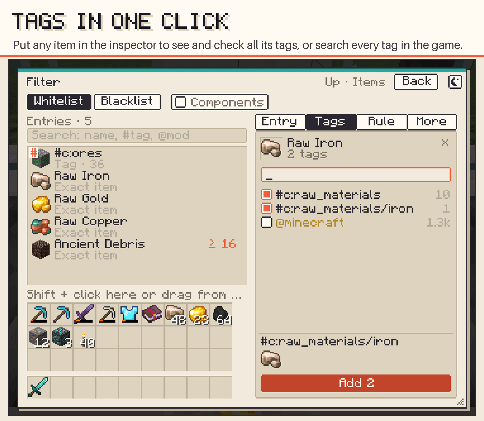 Tags in one click