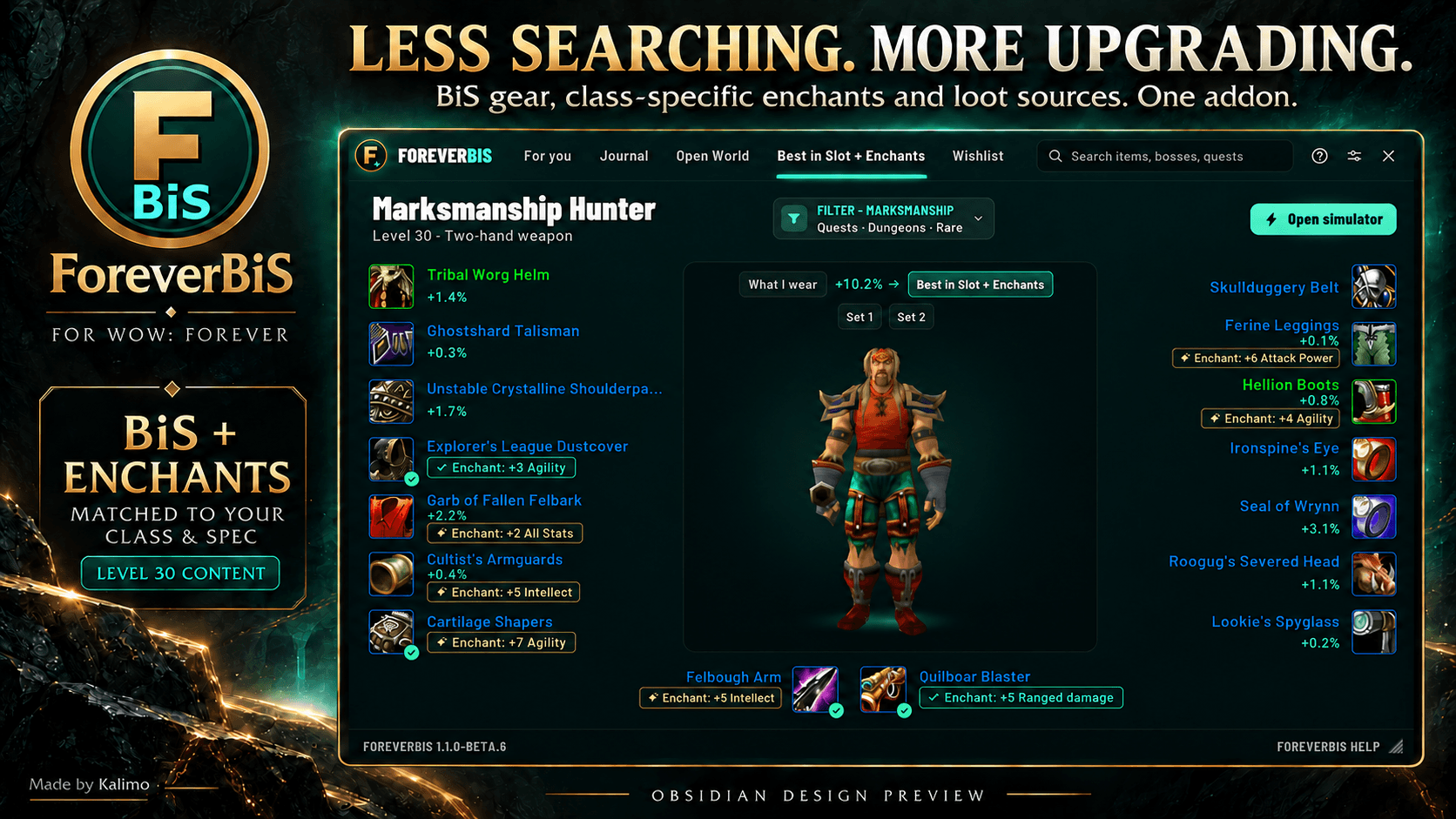 ForeverBiS: Best in Slot gear and enchant recommendations in the Obsidian design