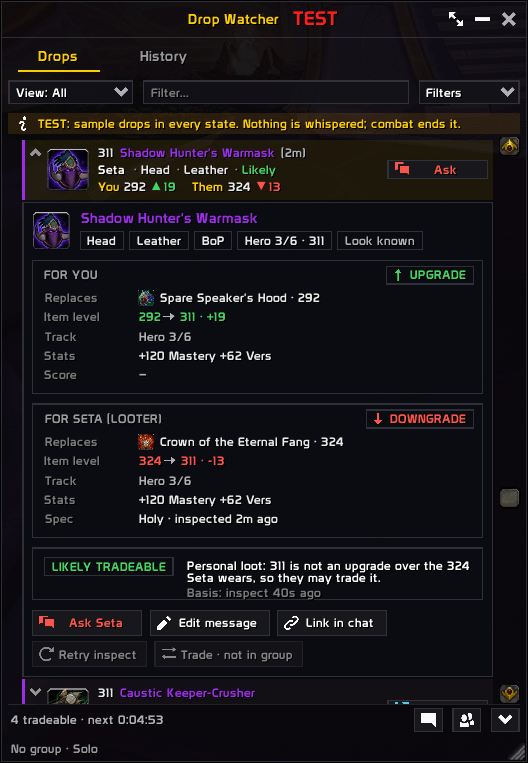 Drop details (compact view)