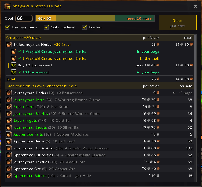 Every crate type by cost per favor