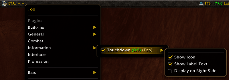 Enabling the plugin in the Titan Panel menu