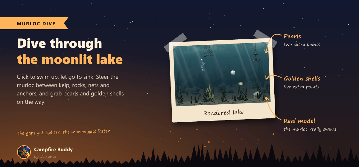 Thumbnail Swim a murloc through a moonlit lake and grab pearls and golden shells.