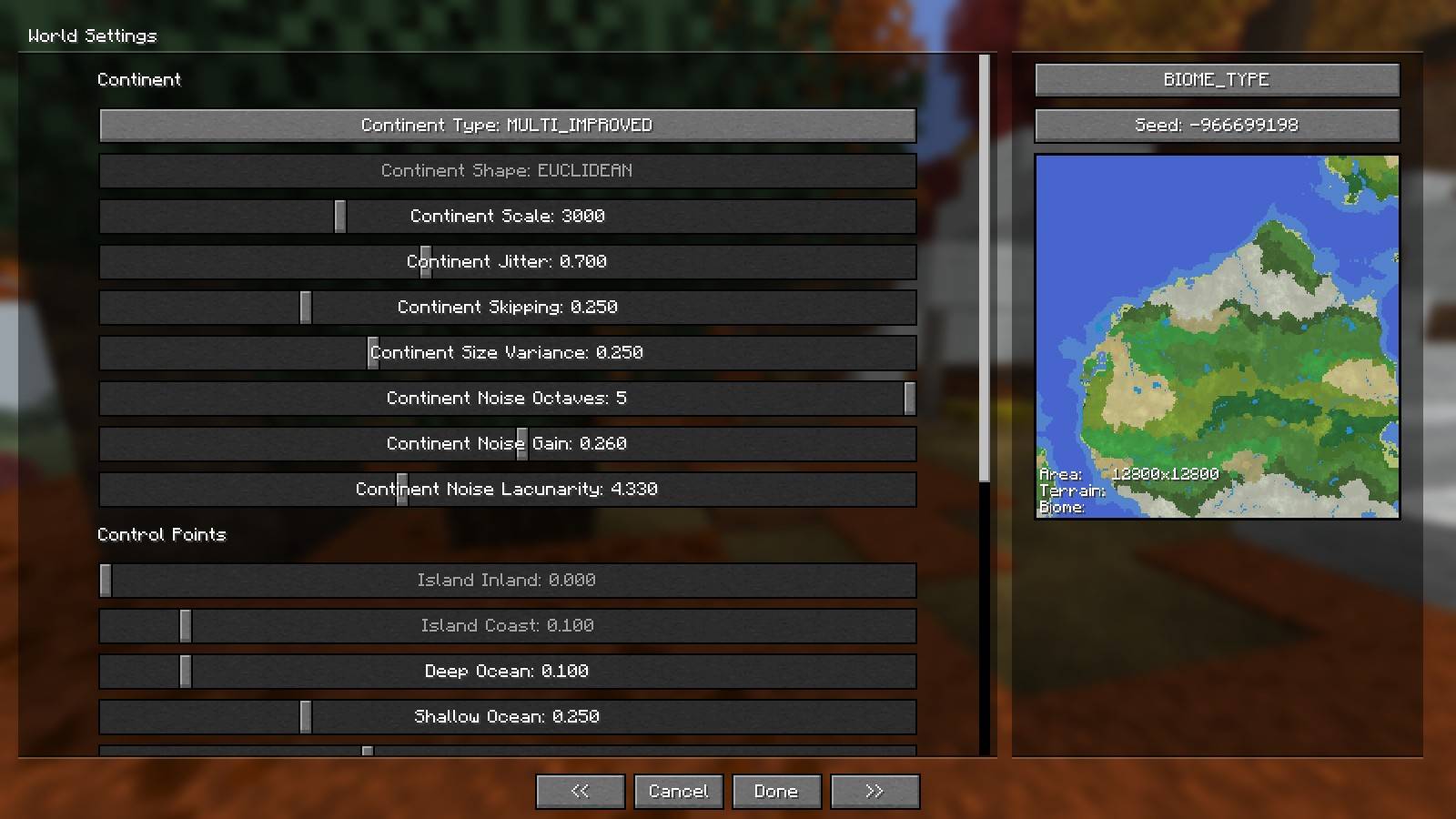 The preset screen with the live preview map