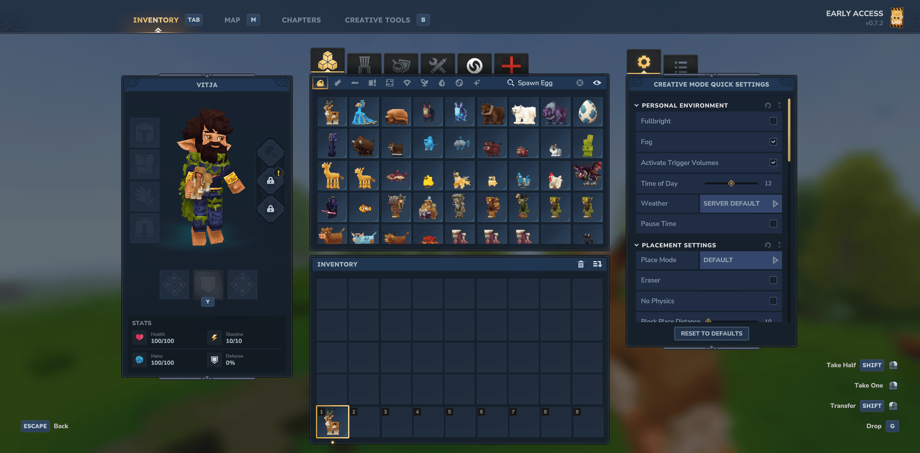 Spawn eggs in Hytale's native Creative library