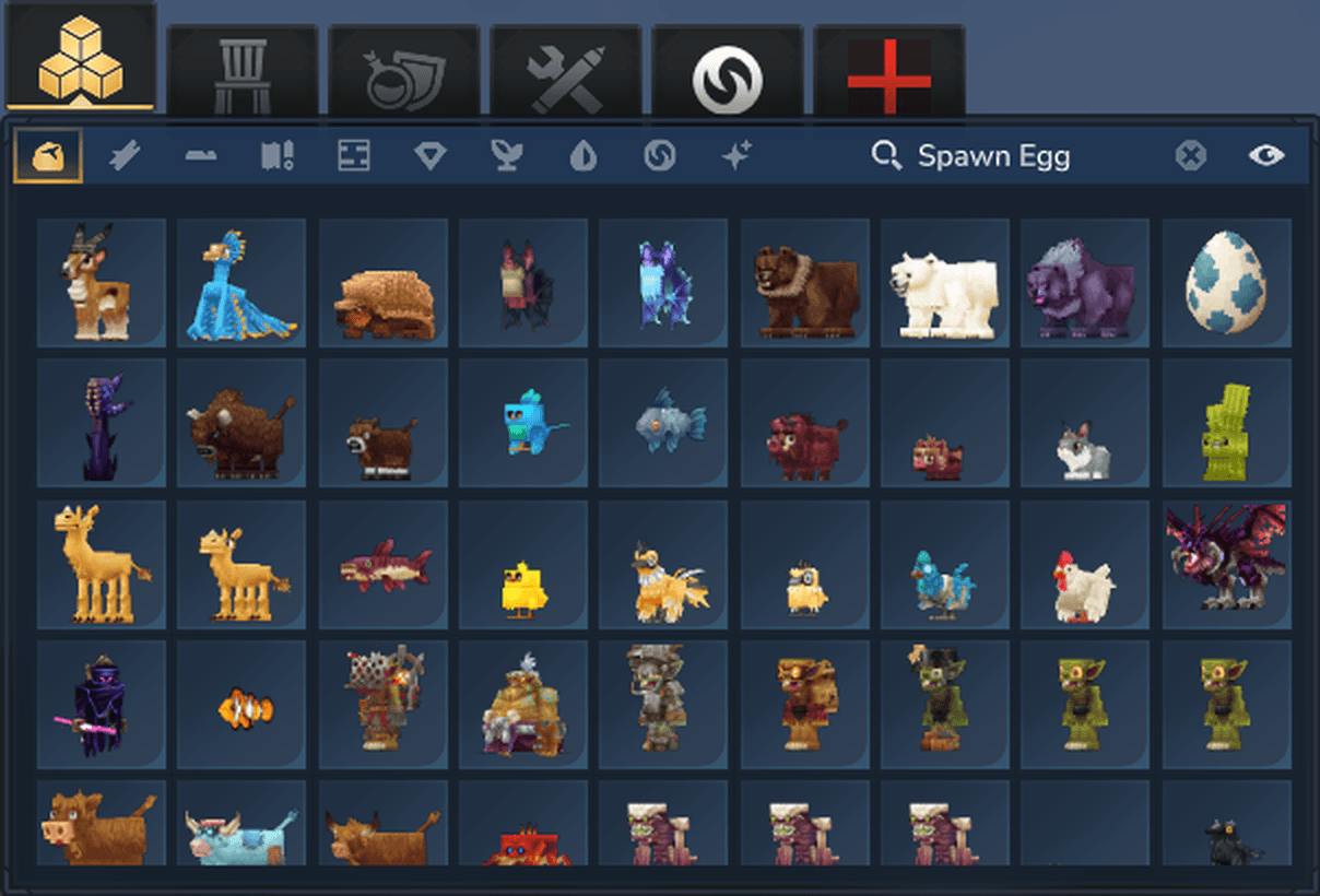 Enlarged detail of the spawn egg library