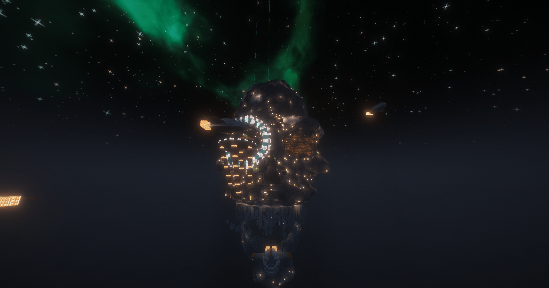 Thumbnail Knowhere, a space outpost built in a Celestial's skull
