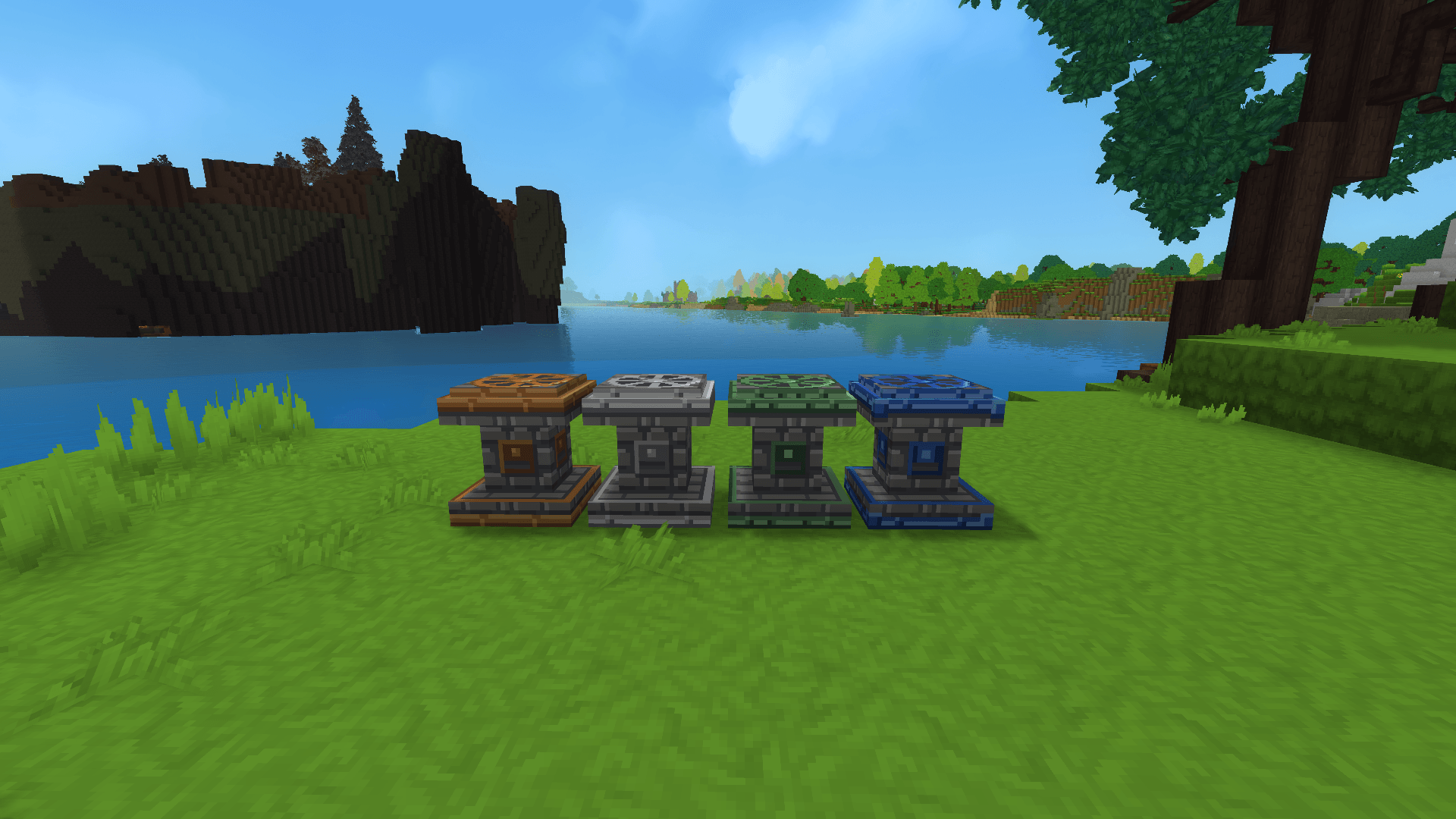 The four Harvester tiers side by side. Higher tiers cover a larger area, harvest more often and hold more items.
