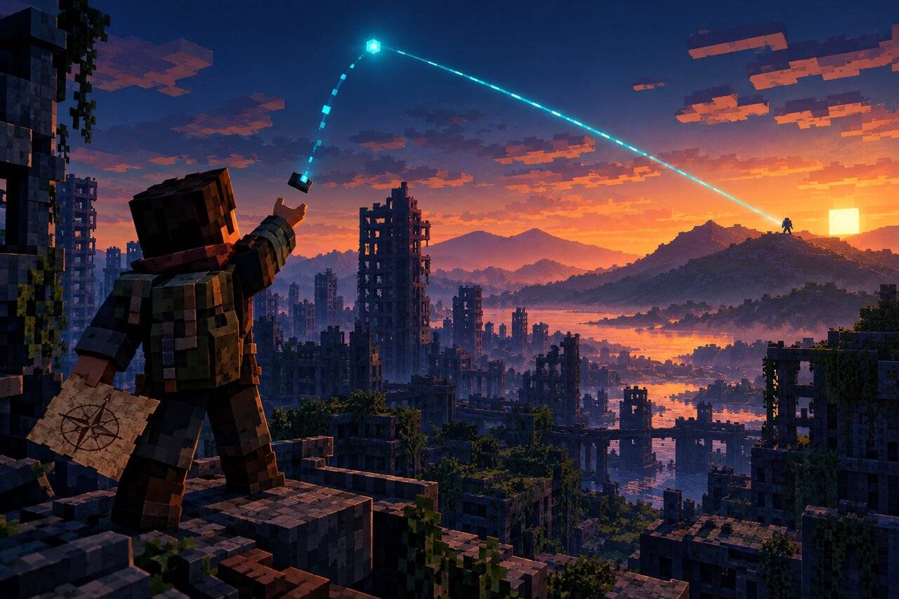 A survivor launches a Tracking Beacon that streaks across the sky toward a distant mark
