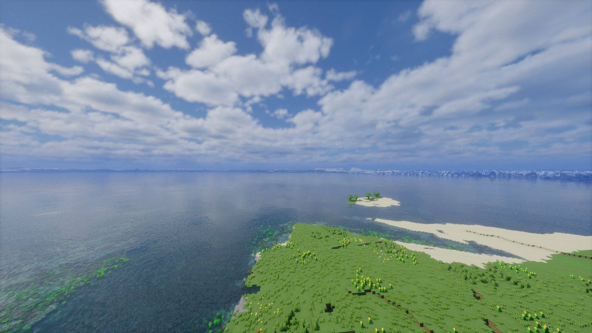 A sea shore and a sandbank