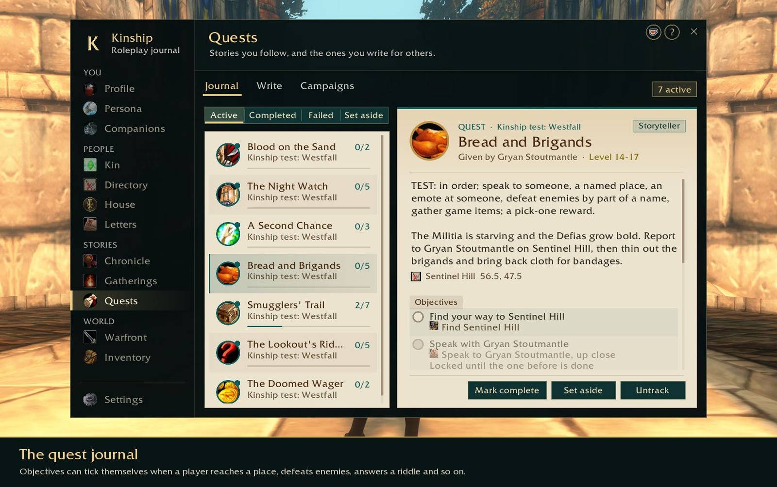 The quest journal