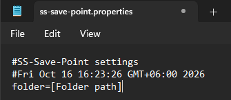 Thumbnail You can change your screenshot location without deleting the config file. First locate "ss-save-point.properties" and click on it. Then you delete your screenshots path and paste in the new path.
