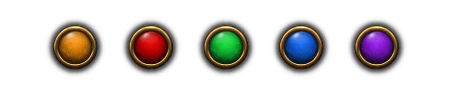 Five colored combo points in gold rims
