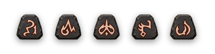 Five carved rune stones of Runeword Grief
