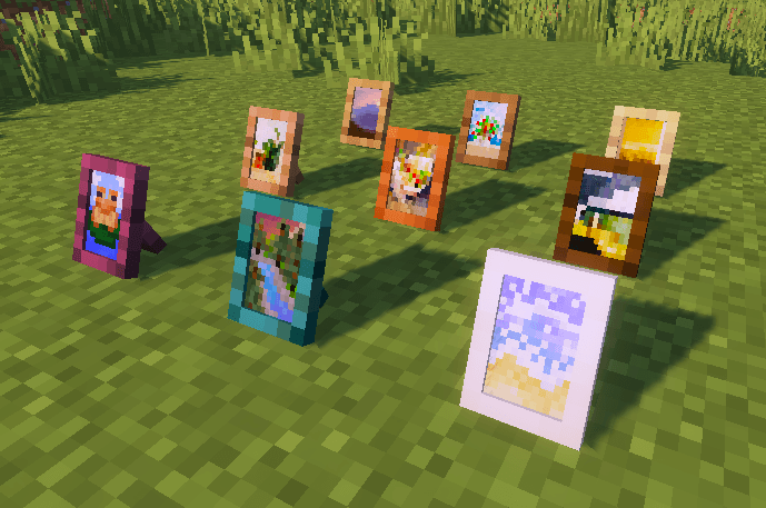 All Picture Frames with some example motives. (All Vanilla 16x16 Paintings and more available) - Mangrove available in V.1.2.