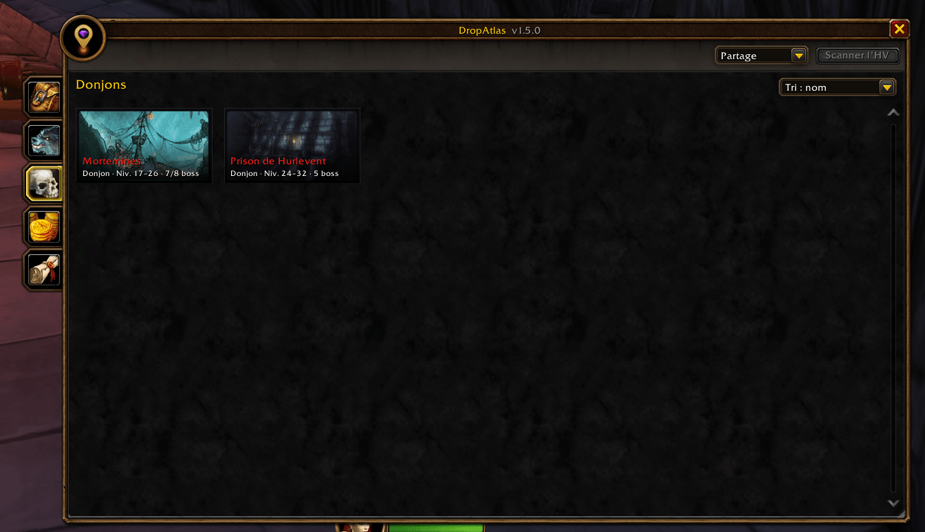 Dungeons tab, instance cards