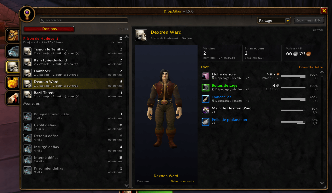 Dungeons tab, instance page