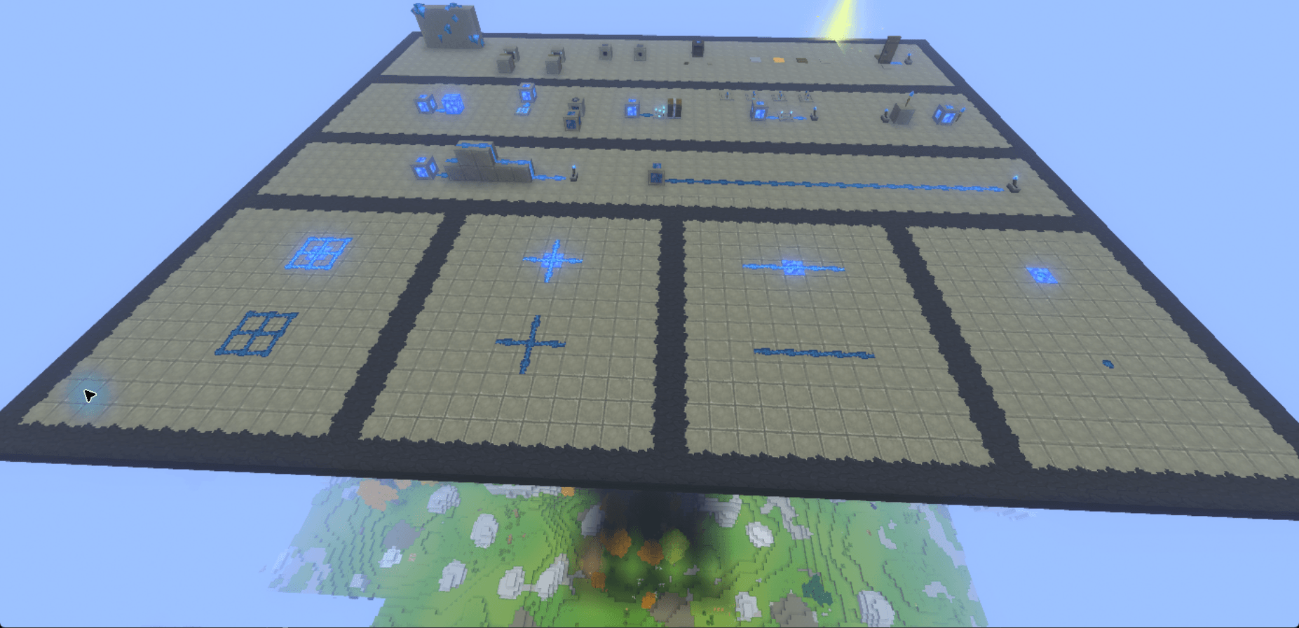 Connected dust patterns, shown unpowered in front and powered behind