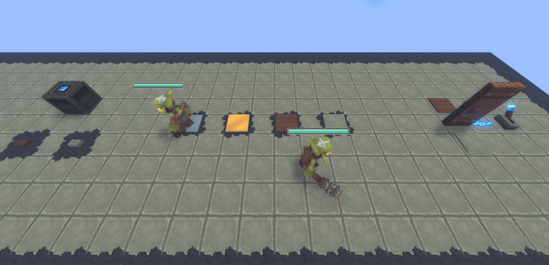 Stone, gold, wood and iron pressure plates