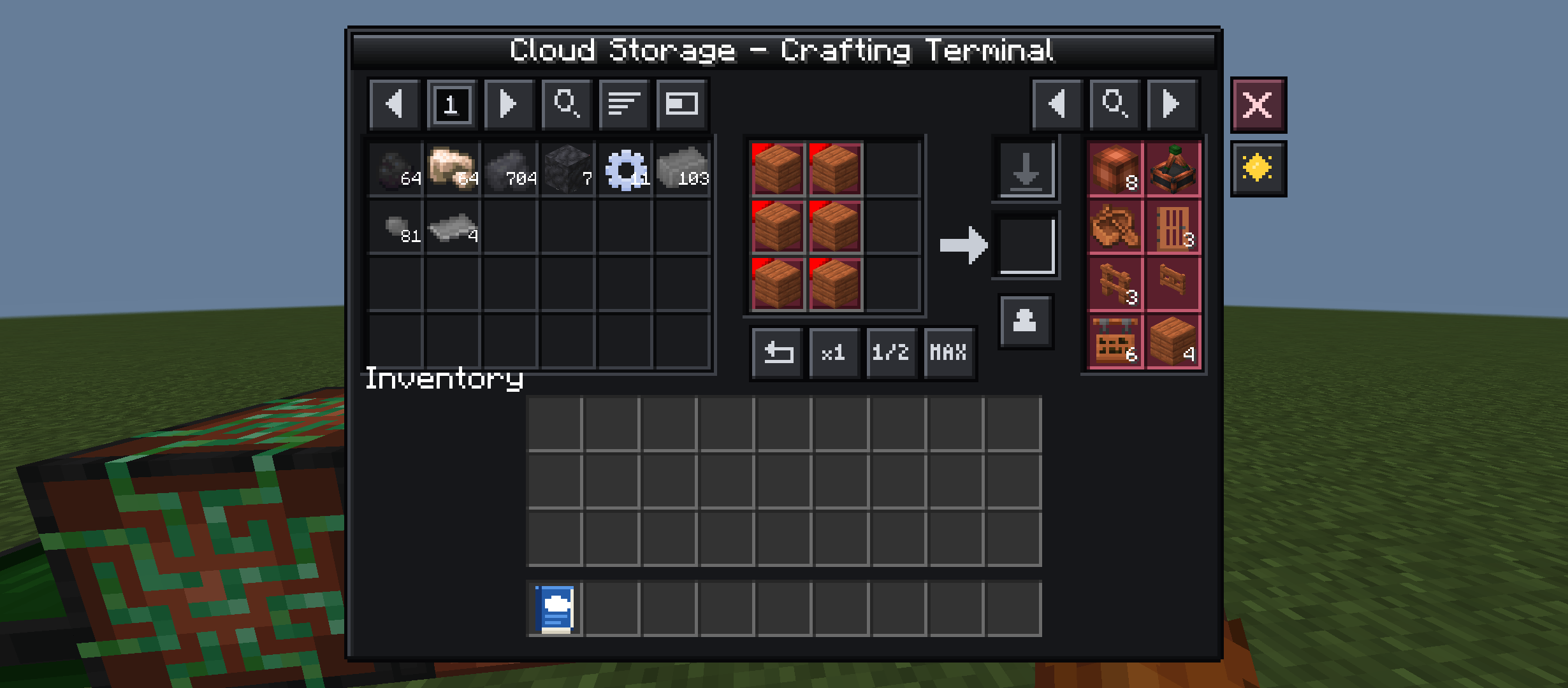 Crafting terminal with recipe book