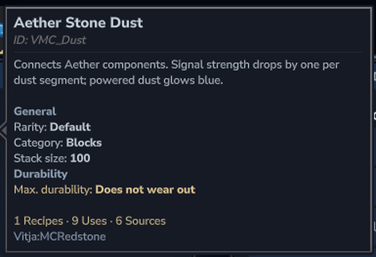 Enlarged English dust tooltip