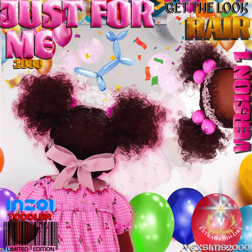 Inspired by an early 2000’s kids hair product line called JUST FOR ME. Enjoy