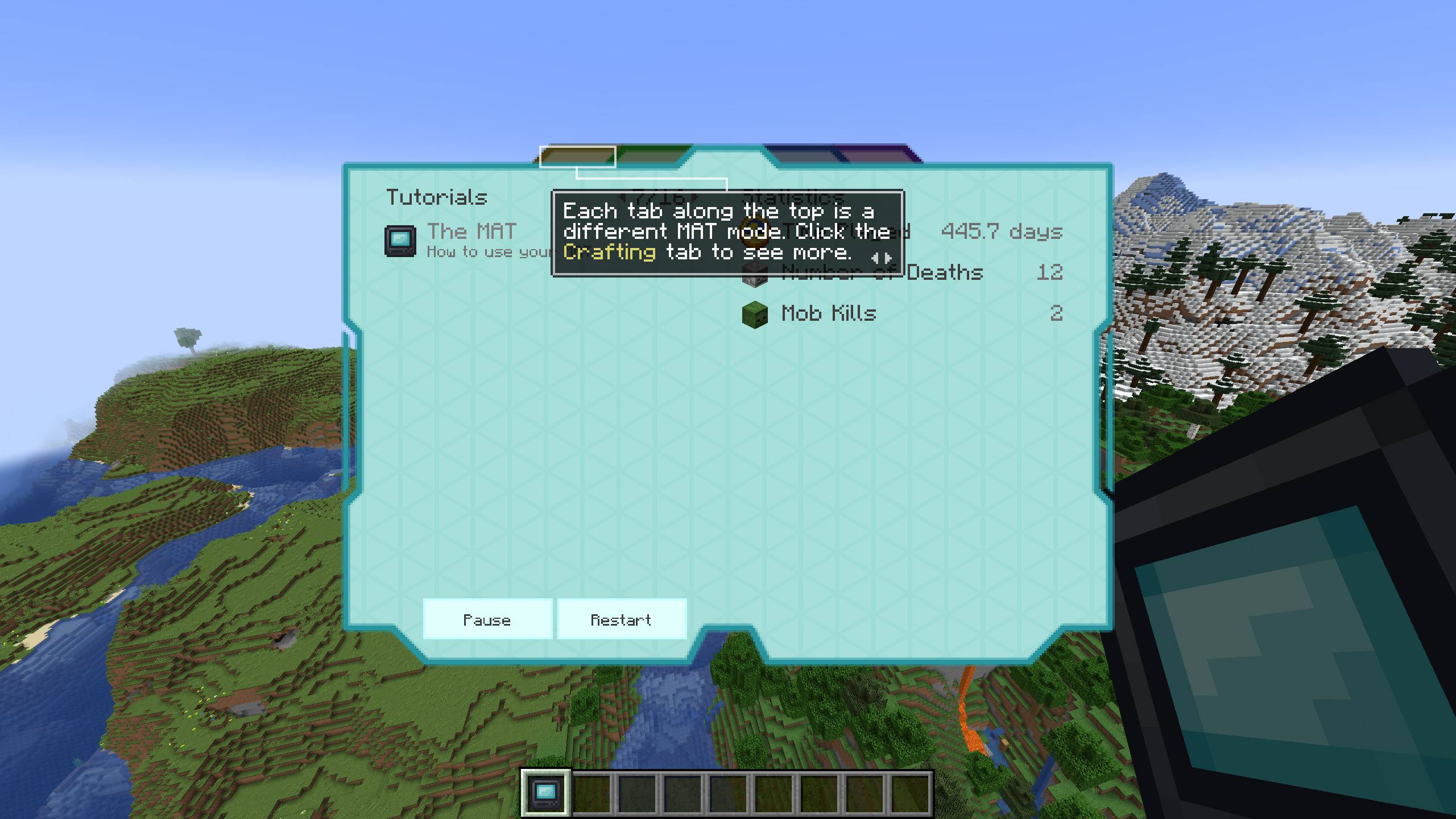 The MAT, in Info mode, while playing a tutorial