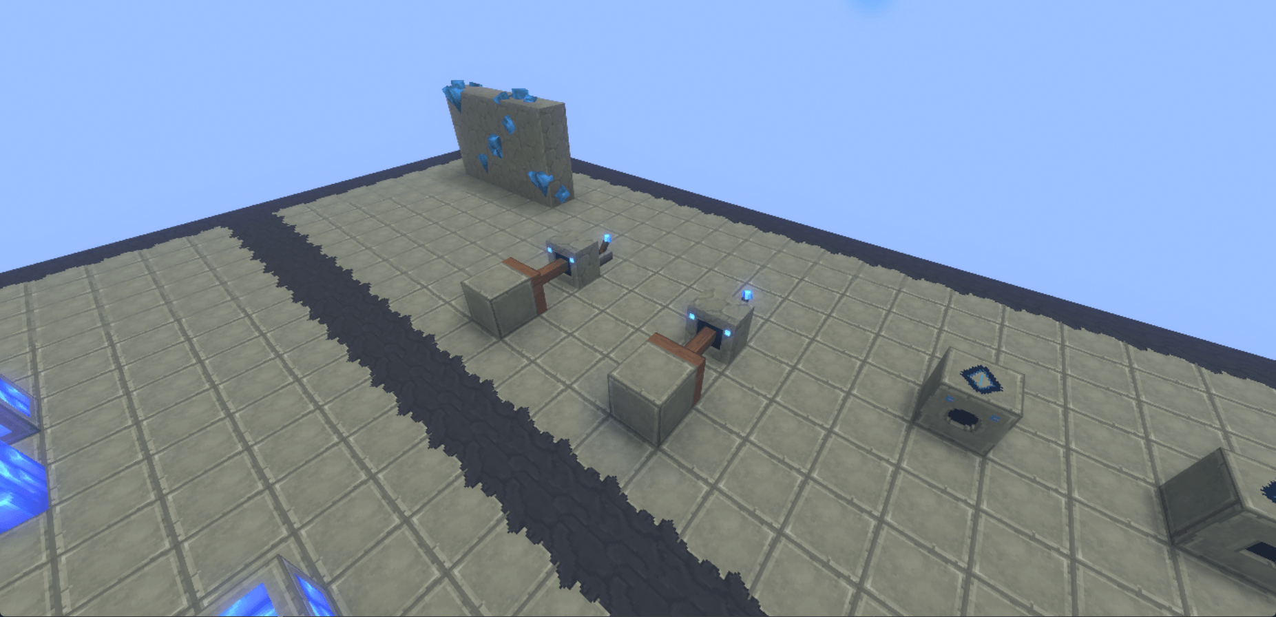 Extended normal and sticky pistons pushing stone blocks