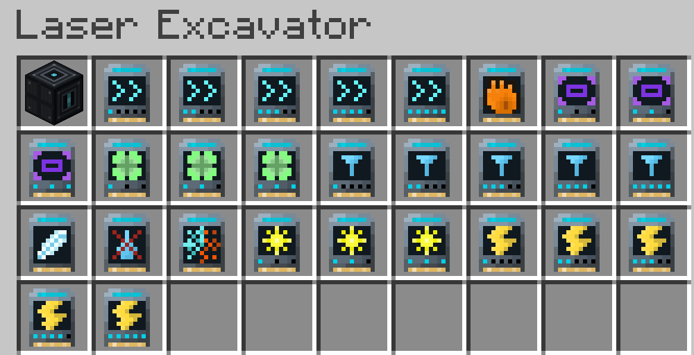 All items added by this mod are shown. Especially the 25 upgrades.