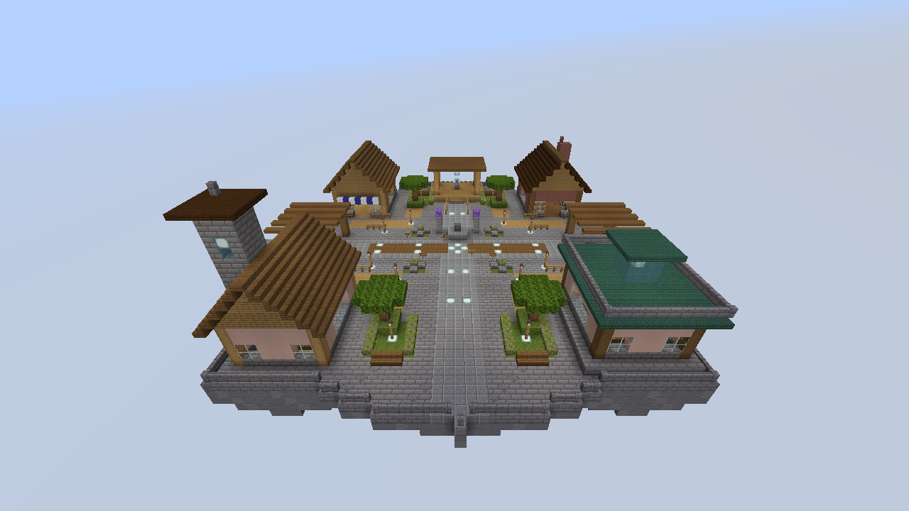 Thumbnail Authentic Minecraft capture of the retained Hub design from the earlier validated Core gallery. Capture Minecraft authentique du Hub conserve, issue de la galerie Core validee.
