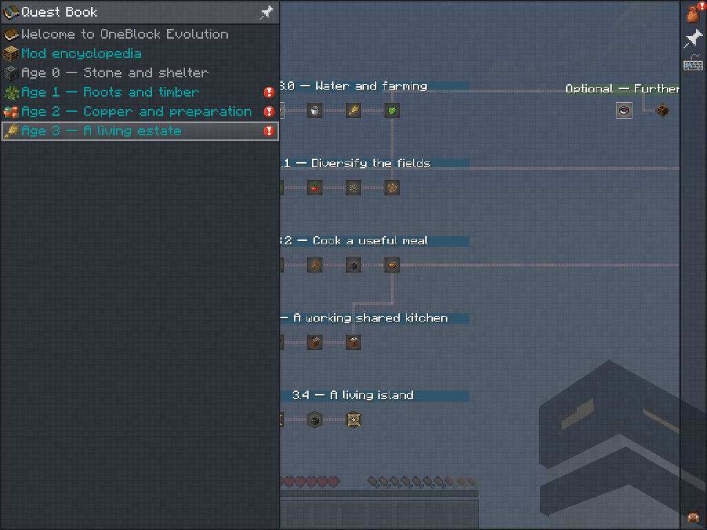 Thumbnail Native FTB farming and kitchen route in the final imported pack. Laboratory stage unlocks, not Survival completion. Parcours agricole et cuisine dans FTB ; ages debloques en laboratoire.