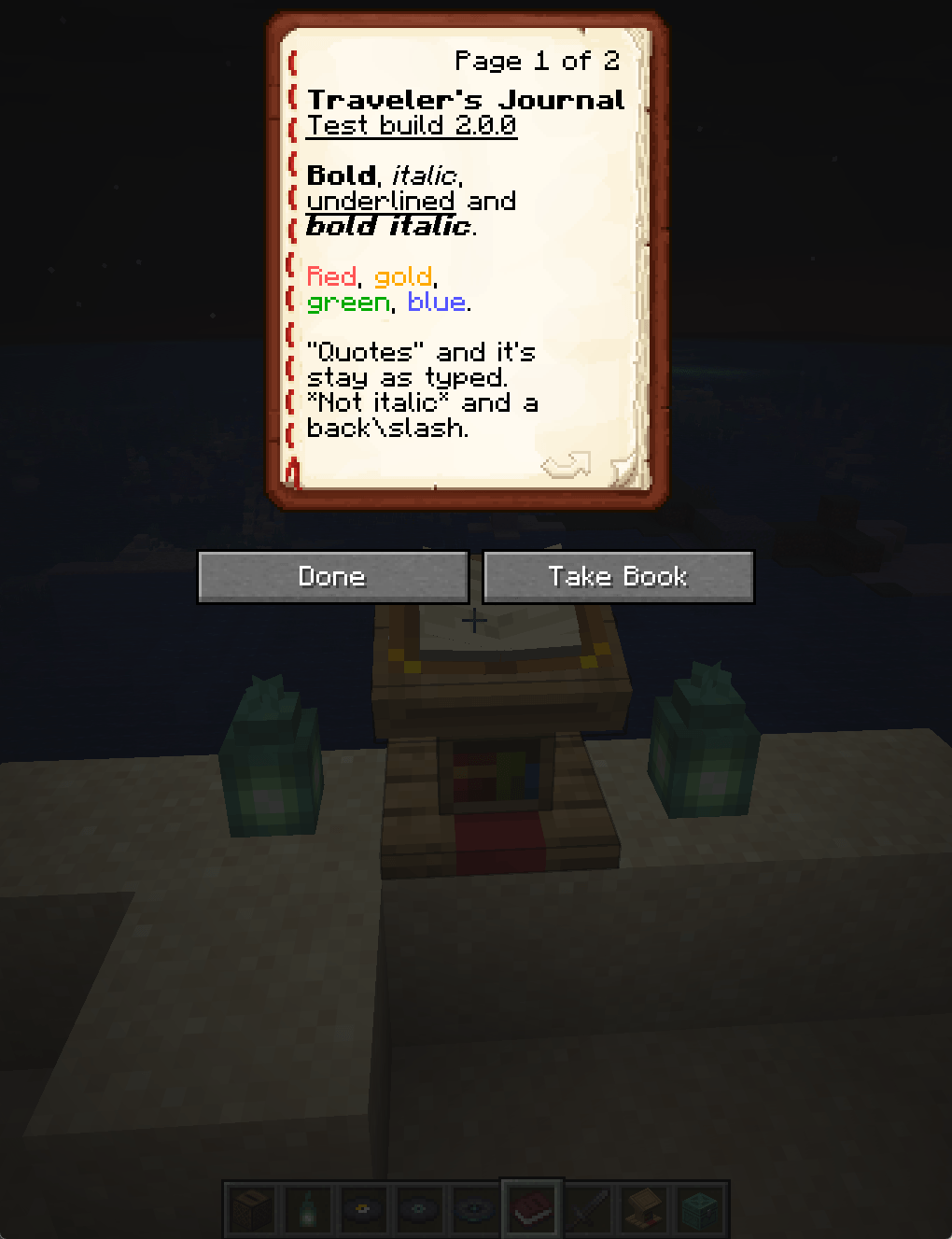 The same journal open on a lectern