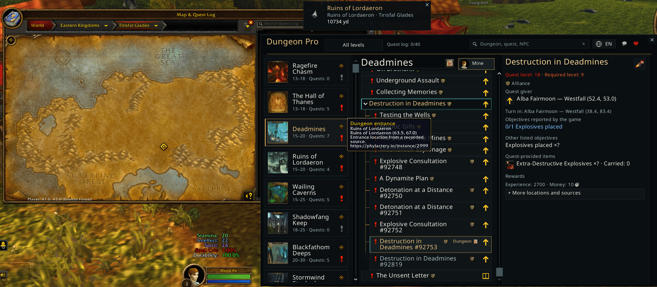 Thumbnail Dungeon entrance guidance stays separate from the quest you are inspecting.