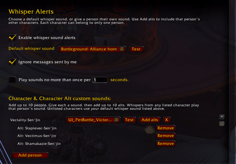 Thumbnail Configure whisper alerts for default AND personal people!