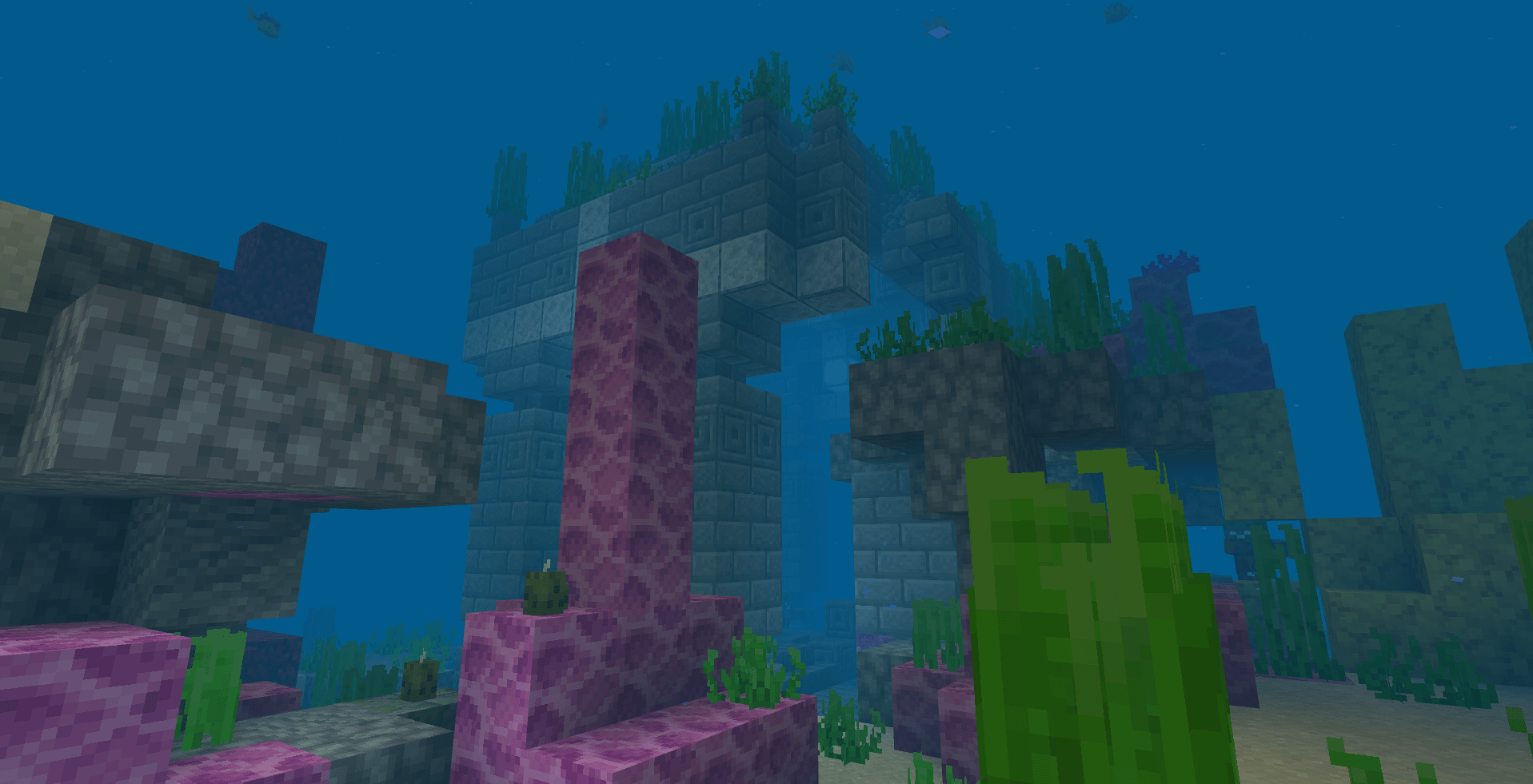 A cold ocean ruin in a coral biome. (This is actually a bug but I don't think I'm going to fix this one.)