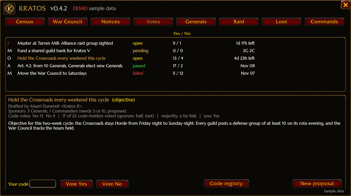 Sample data (demo mode)